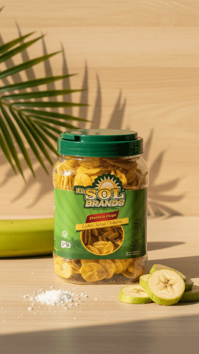 El Sol Brands Plantain Chips Lightly Salted / Saladito,  Kosher Gluten Free