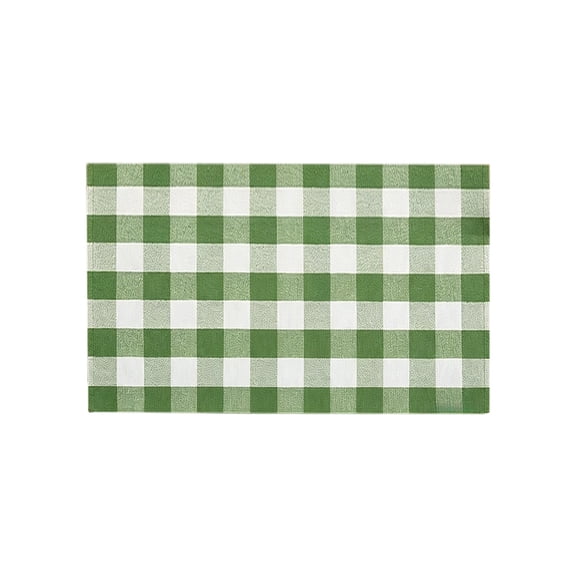 JHyouerji Front Porch Rug 15x23 Inch Green Checkered Outdoor Rug Washable Door Mat Welcome Door Mat for Kitchen Farmhouse Entryway