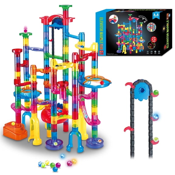 Tucraew Marble Run Set – 224 Pcs Maze Game Building Toys, Upgrade Track Race & STEM Learning Blocks Toys, Birthday Gift for Boys Girls Ages 3-12