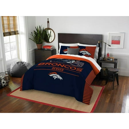 Denver Broncos COMBO 5 Pc FULL / QUEEN Size Comforter Set Includes: Comforter, 2 Pillow Shams & 2 Pillowcases -NFL Football Bedding Accessories