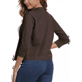 thumbnail image 2 of Women's Cropped Cardigan 3/4 Sleeve Spring Fall Sweater Solid Color Light Coffee S, 2 of 7