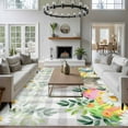 thumbnail image 3 of Easter Bunnies Area Rugs 5'x7', Washable Small Throw Rugs for Laundry Room Playroom, Spring Eucalyptus Easter Eggs Gray Plaid Indoor Outdoor Rug Non-Slip Low Pile Carpet Runner Reversible Floor Mats, 3 of 8