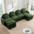 thumbnail image 2 of Miekor Furniture Teddy Fabric Cloud-like 4-Seat Sofa,Curved Backrest and Armrest with Curved Lumbar Pillows, Sectional 4 Seater Modular Couch with 2 movable Ottomans and Supportive Double-laye No5379, 2 of 9