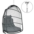 thumbnail image 1 of Outsunny Hanging Egg Chair, Foldable Rattan Garden Swing Chair, Dark Grey, 1 of 10