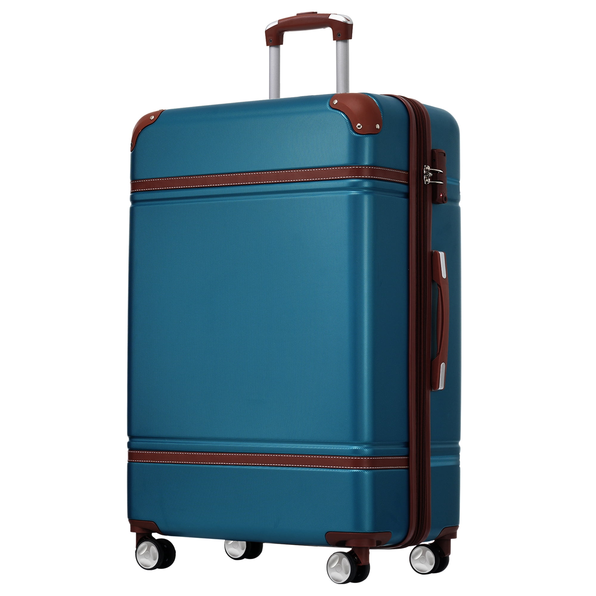 EUROCO 3-Piece Luggage Sets, 24" Medium Checked Luggage with TSA Lock and Spinner Wheels,Expandable Hardside Lightweight Suitcase for Men Women,Blue