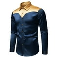 thumbnail image 3 of IYTR Mens Long Sleeve Shirts Slim Fit Casual Button Down Shirt Fall Fashion Lapel Work Office Dress Shirt (Navy,XXL), 3 of 7