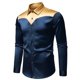 thumbnail image 1 of Blusa y camisa de manga larga con cuello vuelto para hombre, blusa informal de moda con botones y retazos, blusa de manga larga con cuello vuelto, blusa de poliéster para hombre, 1 of 8