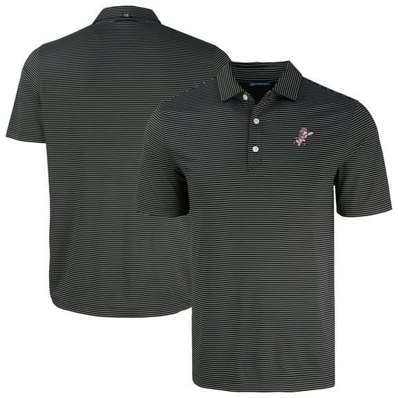 Men's Cutter & Buck Black Cincinnati Reds Forge Eco Fine Line Stripe Polo