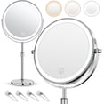 thumbnail image 1 of Espejo con Luz para Maquillaje, Espejos para Maquillaje con Aumento 10X/1X, Espejo de Tocador y Luz Led, Espejo Maquillaje Portatil de Doble Cara, 3 Modos de Colores，Rotación de 360°, 1 of 9