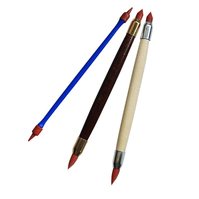 3 moldeadores de arcilla de silicona, herramienta de modelado de doble cabeza, escultura de modelado de polímero de puntos de goma Gloria lápiz formadores