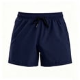 thumbnail image 4 of ClodeEU Women's High Waisted Drawstring Athletic Shorts, Elastic Waist Running Shorts with Pockets Navy,Women's Plus XXL, 4 of 5