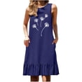 thumbnail image 2 of Ovzne Robes d'Été pour Femmes 2025 Robe Femmes Mode Femmes Imprimé Col Rond Sans Manches Poche Jupe Plissée Robe à Empiècements Robe de Vacances Imprimée Liquidation, 2 of 6