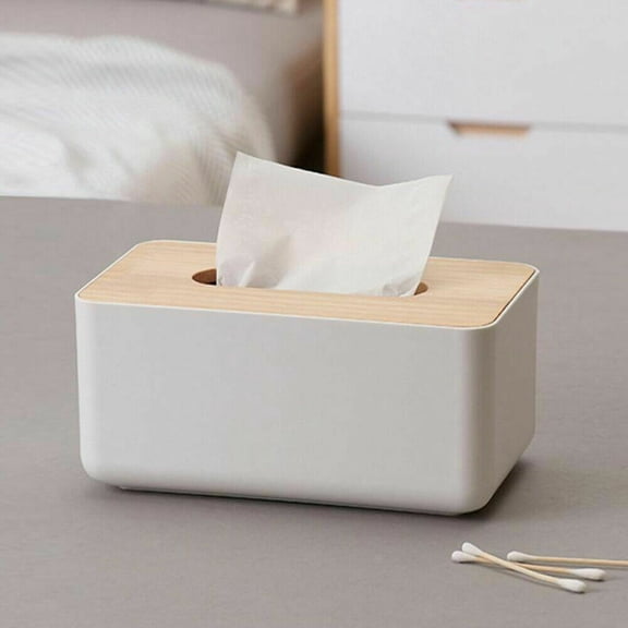 HOMEMAXS Rectangular Wooden Tissue Box Holder for Home and Office, Tissue Paper Dispenser