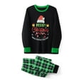 thumbnail image 6 of Qiylii Family Matching Christmas Pajama Set, Parent-Child Letter Print Long Sleeve Tops Plaid Elastic Waist Pants for Holiday Pjs Outfits Green, 6 of 10