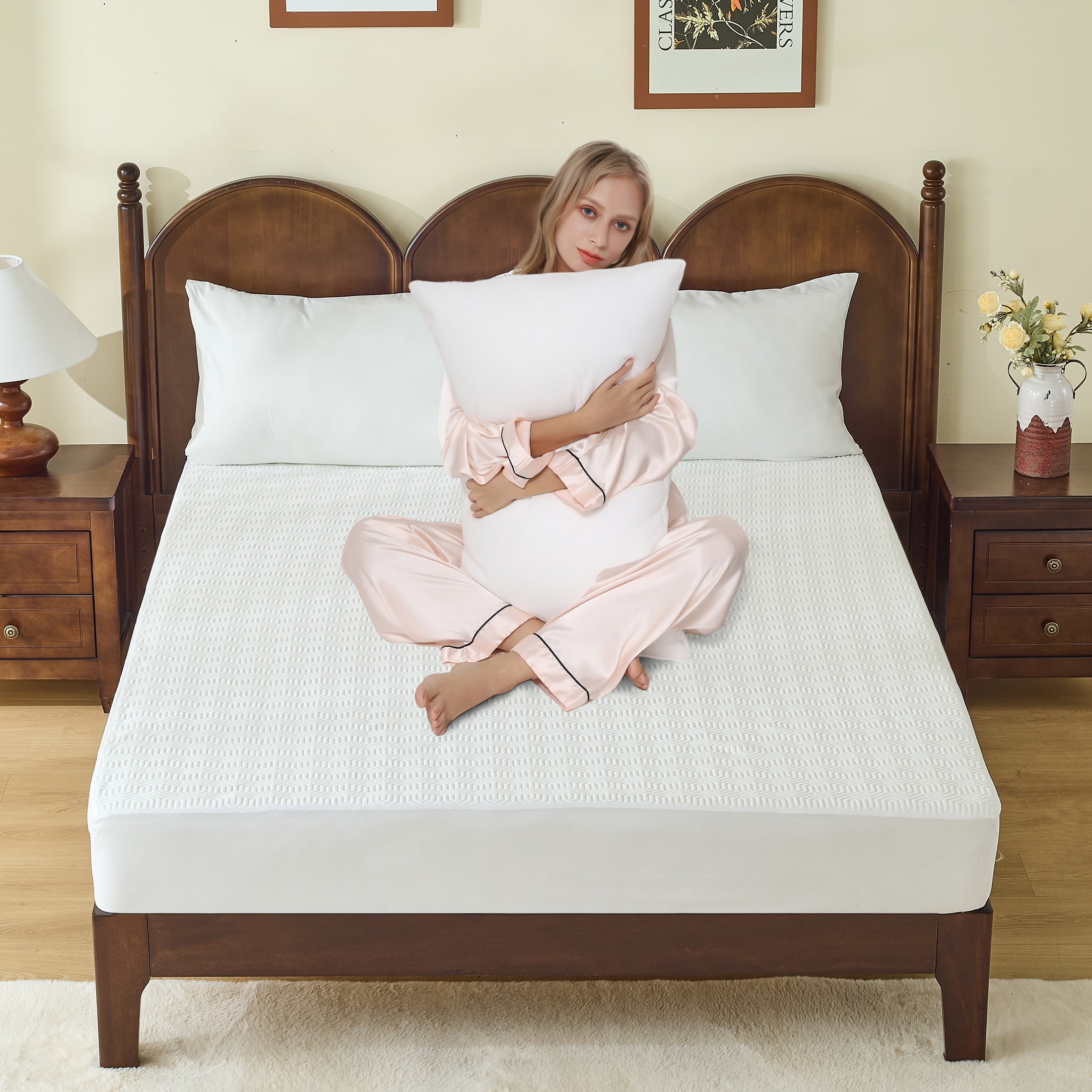 CIVETET Queen Mattress Protector Waterproof, 3D Air Bamboo Mattress Cover, Fitted Sheet Style Cooling Mattress Pad with 18" Deep Pocket, Noiseless, Breathable (60'' X 80'')