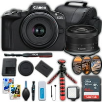 Canon EOS R50 Mirrorless Camera with 18-45mm Lens   SanDisk 64 GB Memory Card   Camera Case   Spider Tripod   More