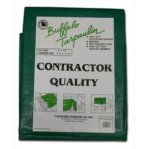 T.W. Evans Cordage G1012 10 ft. x 12 ft. Contractor Grade Poly Tarp in Black and Green