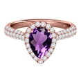 thumbnail image 2 of Mauli Jewels Rings for Women 1.55 Carat Diamond and Pear Shaped Amethyst Ring 4-prong 10K Rose Gold, 2 of 7