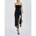 thumbnail image 2 of ZAXARRA Women Wrap Chest Bodycon Dress Floral Print Strapless Ruffles Slit Backless Cocktail Dress Summer Party Club Long Dress, 2 of 7