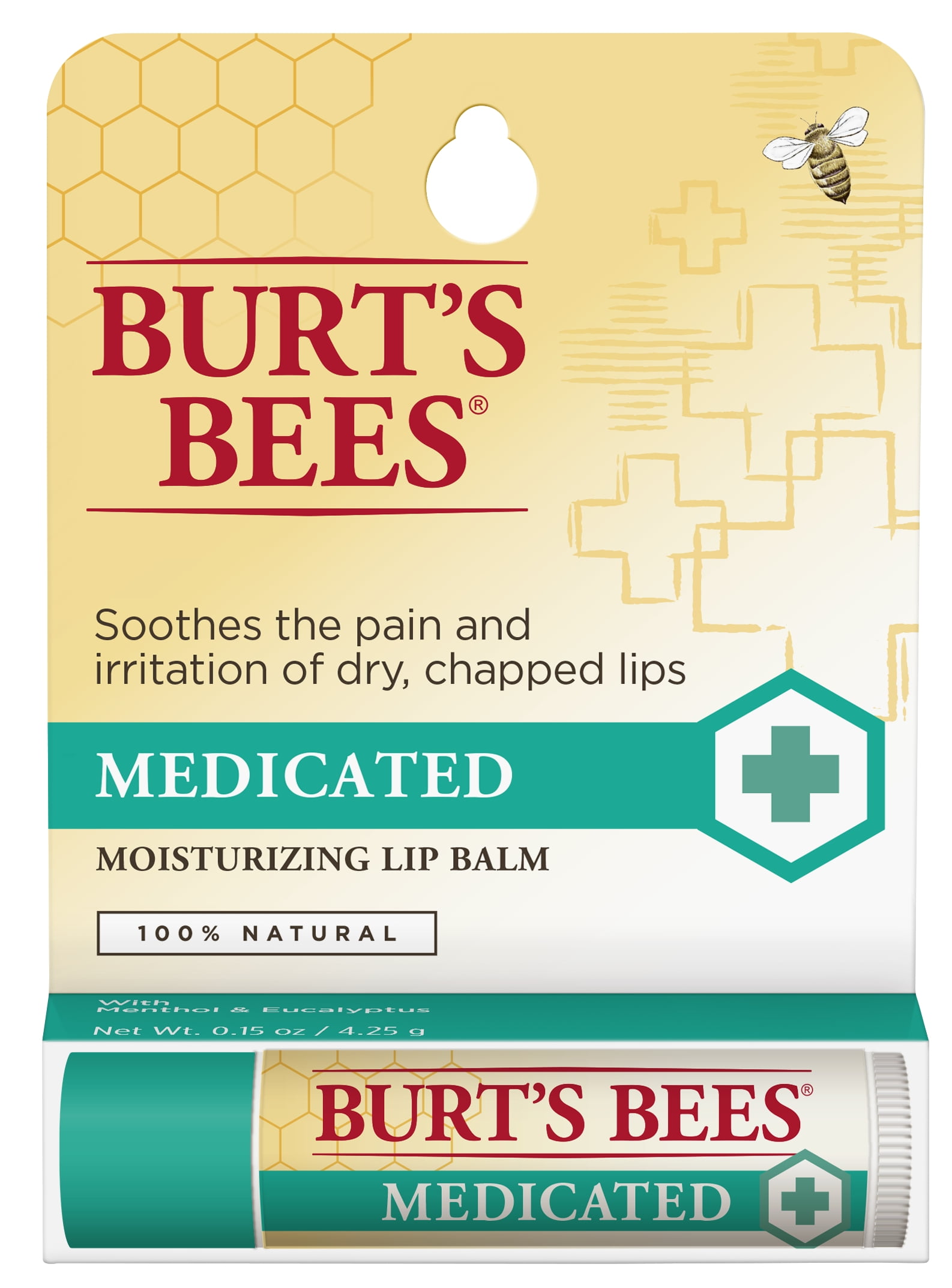 Burt's Bees 100 Natural Medicated Moisturizing Lip Balm with Menthol