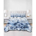 thumbnail image 2 of Twin Quilt Bedding Set, Blue Blooms Floral Reversible Summer Quilt 3 Pieces, Spring Flowers Botanical Blue Ombre Lightweight Bedspreads Coverlets with 2 Pillow Shams for All Seasons, 2 of 5