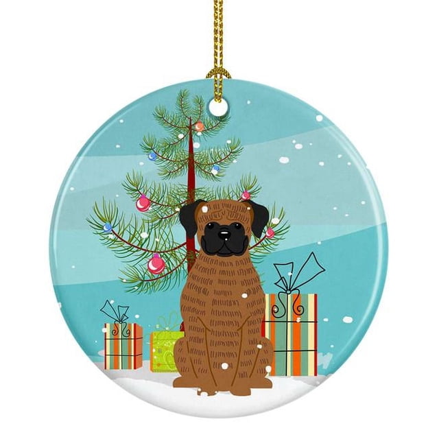 Carolines Treasures BB4242CO1 Merry Christmas Tree Brindle Boxer Ceramic Ornament