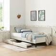 thumbnail image 2 of Jopath Twin Size Upholstered with 2 Storage Drawers,Adjustable Velvet Platform Bed Frame for Living Room Bedroom,Beige, 2 of 13
