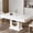 Marble White, variant on CBBPET 55" Dining Table for 4 to 6 People, Farmhouse Wood Dinner Table with Drawers & Led Lights for Kitchen, Dining Room & Living Room (Oak Brown & White)