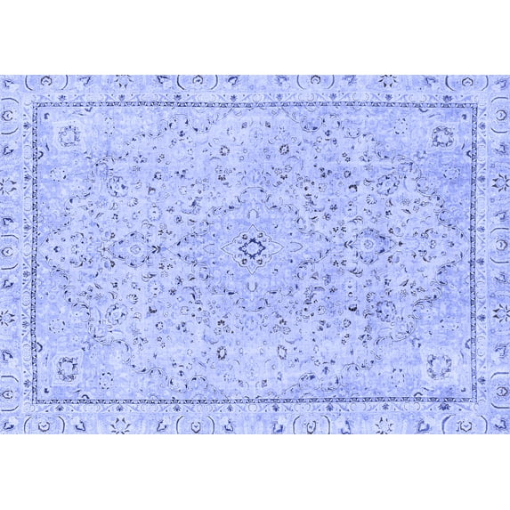Ahgly Company Machine Washable Indoor Rectangle Abstract Blue Modern Area Rugs, 4' x 6'