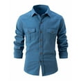 thumbnail image 1 of Blusa y camisa de manga larga con cuello vuelto para hombre, holgada, con solapa y botones, deportiva, de manga larga y solapa., 1 of 8