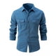 thumbnail image 1 of Blusa y camisa de manga larga con cuello vuelto para hombre, holgada, con solapa y botones, deportiva, de manga larga y solapa., 1 of 8