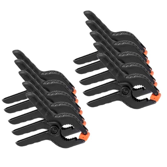 Clips de abrazadera de resorte de plástico negro para carpintería de bricolaje - Paquete de 10