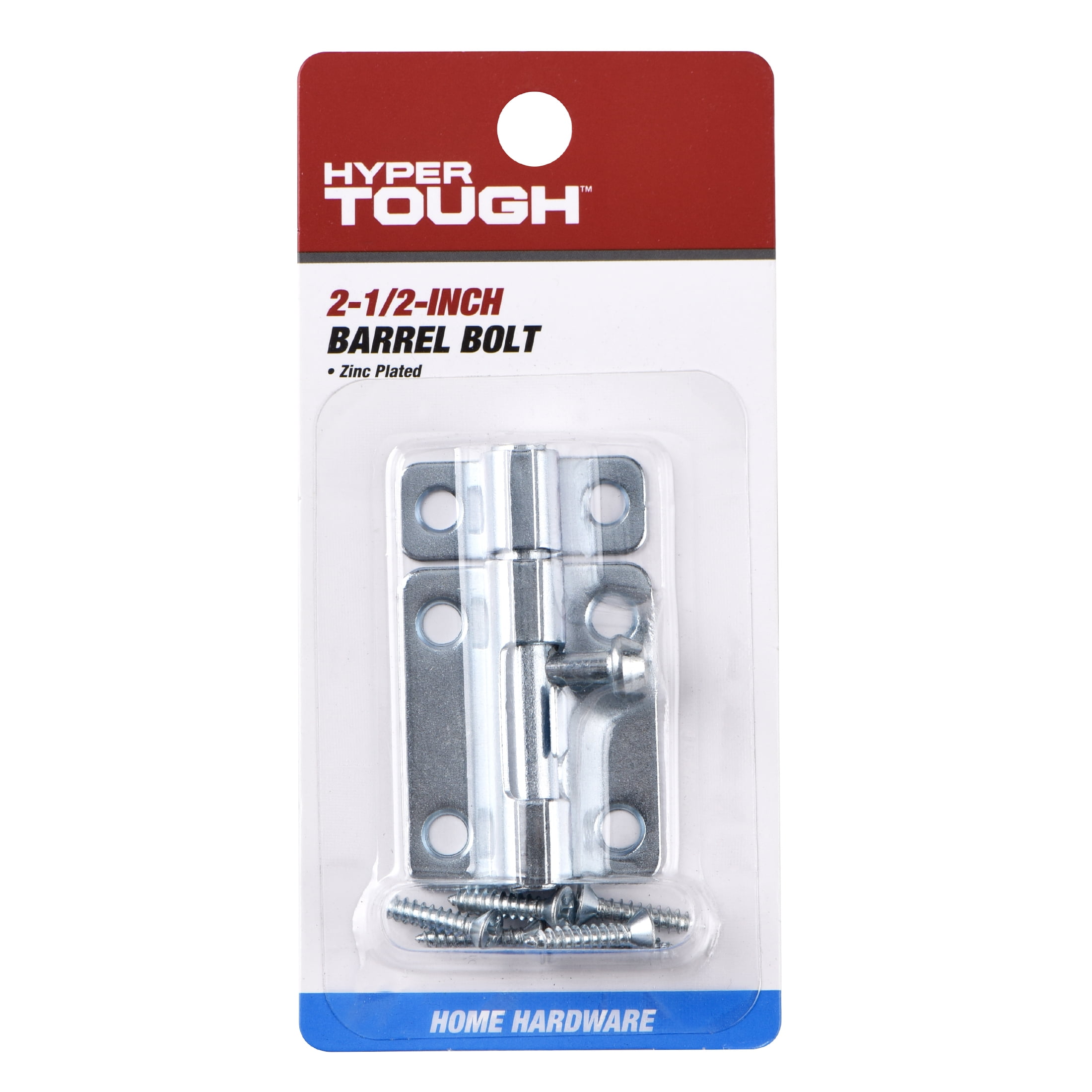 (2 pack) Hyper Tough 2-1/2 in. Barrel Bolt, Zinc Plated