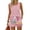 Light pink, variant on Tropical Print Two Piece Set for Women, Sleeveless Scoop Neck Tank Top & Drawstring Shorts with Pockets - Casual Summer Vacation Lounge Outfit Army Green L