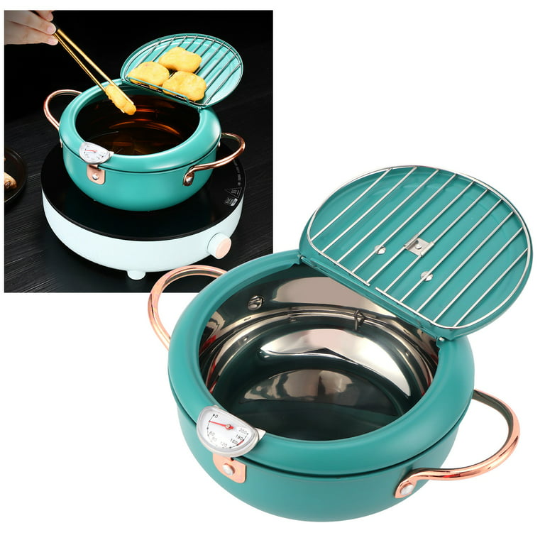 Japanese Deep Frying Pot Tempura Fryer Pan Temperature Control Stainless  Steel