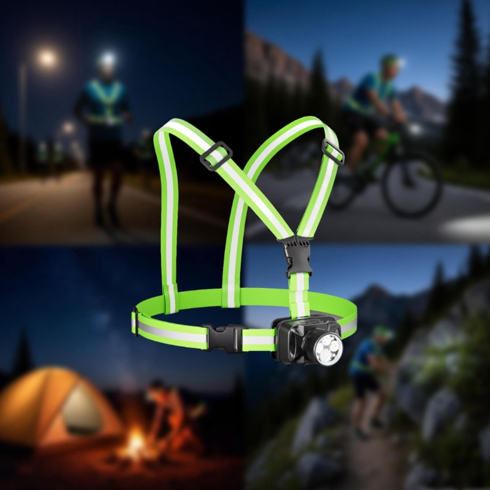 harayaa Night Light, Outdoor Chest Light, Running Vest, Reflector, Rechargeable Tiltable Double Strap