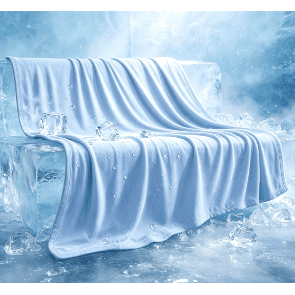 Silky Satin Cooling Blanket, Lightweight Breathable Summer Throw, Ultra-Thin No-Fill Bed Blanket for Sofa Nap Travel (Light Blue)