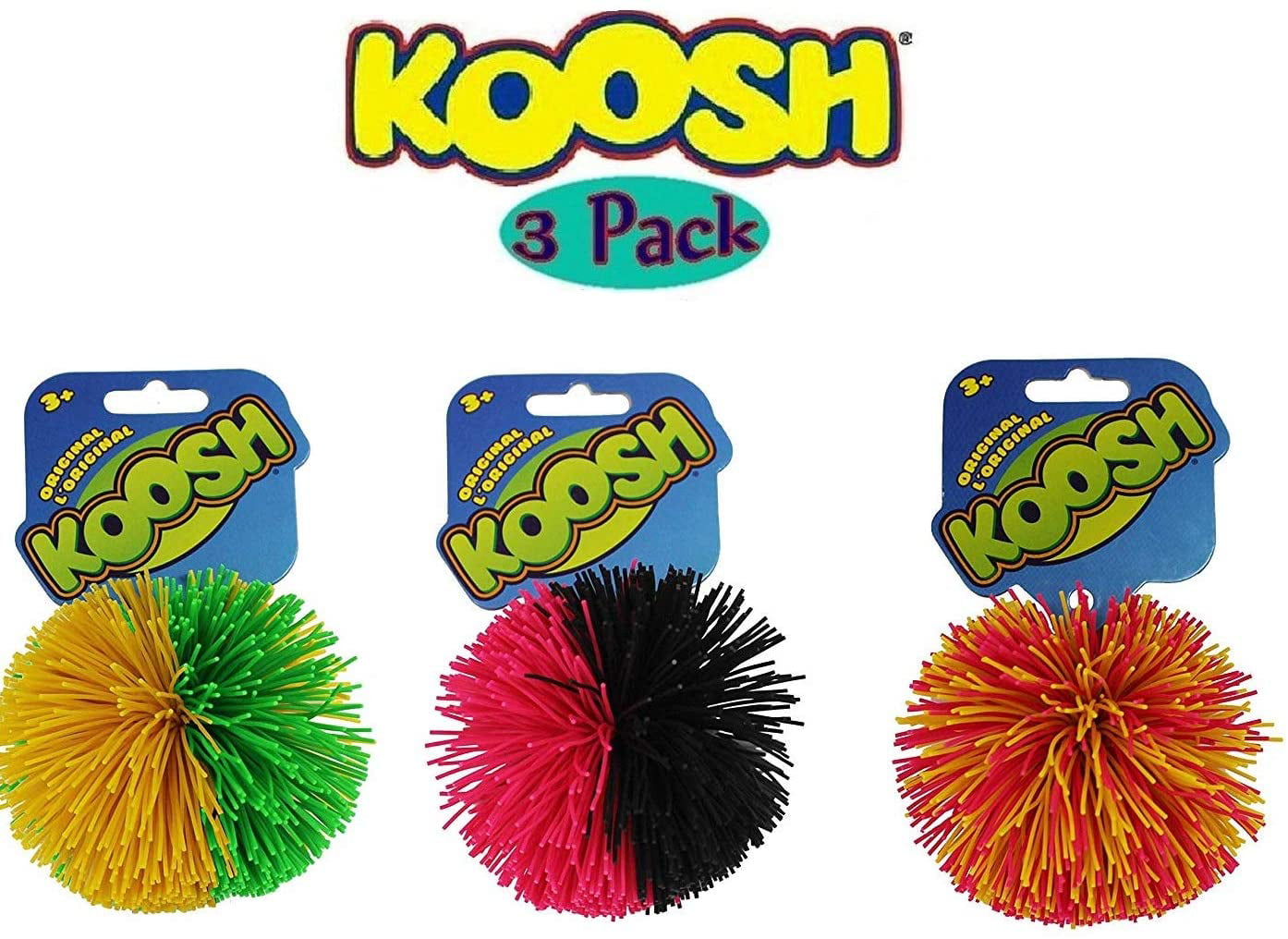 Koosh 3-Pack Original Classic Balls Basic Fun Assorted Training Ball Set of 3 