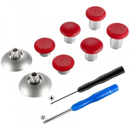 4 in 1 Metal Magnetic Thumbsticks Analogue Joysticks with T8H Cross Screwdrivers Replacement Repair Kits for Xbox One S Elite PS4 Slim Pro Controller