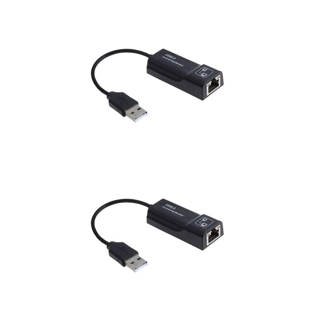 ZLight USB 2 .0 Ethernet Adapter Network Card USB 2 .0 to Lan Ethernet Adapter for Computer for Laptop Usb Ethernet black 2Set