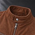thumbnail image 7 of FchengtaiS Mens Suede Bomber Jacket Stand Collar Zip Up Wind Resistant Jacket Winter Warm Outerwear with Multi Zipper Pockets, 7 of 7