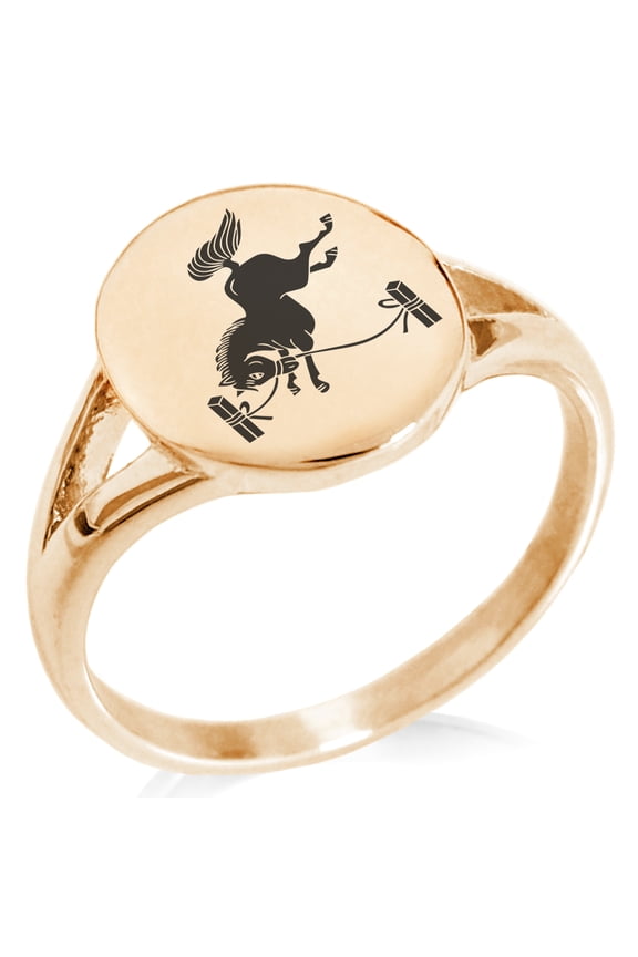 Stainless Steel Soma Samurai Crest Minimalist Oval Top Polished Statement Signet Ring