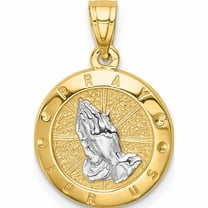 14K Yellow & Rhodium With Praying Hands Pendant Made In United States -Jewelry By Sweet Pea