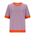 thumbnail image 2 of Oversized Striped T Shirts for Women Loose Fit Color Block Short Sleeve Crew Neck Tshirts Casual Summer Tees (XXL, Orange), 2 of 5