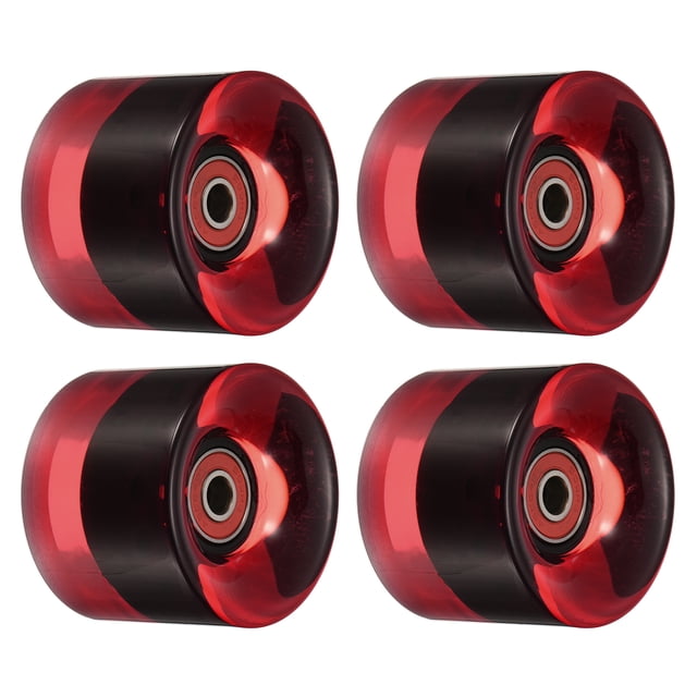 Unique Bargains Roues de Longboard 60 mm avec Roulements ABEC-9 Roues de Rue pour Planches à Roulettes Cruiser 80 A, Rouge Clair, Lot de 4