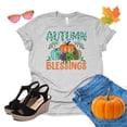 thumbnail image 4 of Autumn Blessings Shirt Pumpkins Hayrides Falling Leaves Shirt Women (Gray, Large), 4 of 6