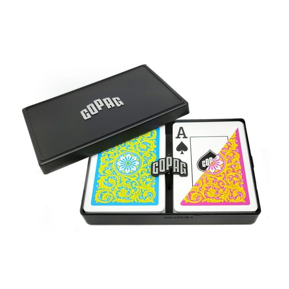 copag 1546 Neoteric Design 100% Plastic Playing cards Poker Size YellowPinkBlue Double Deck Set (Jumbo Index)