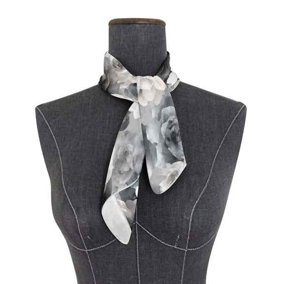 Square Scarf 24x24 Inch Black Watercolor Roses Silky Satin Sun Protection Neck Scarf for Women Multi-Purpose Head Wrap Bandana for Hair Bag Decoration