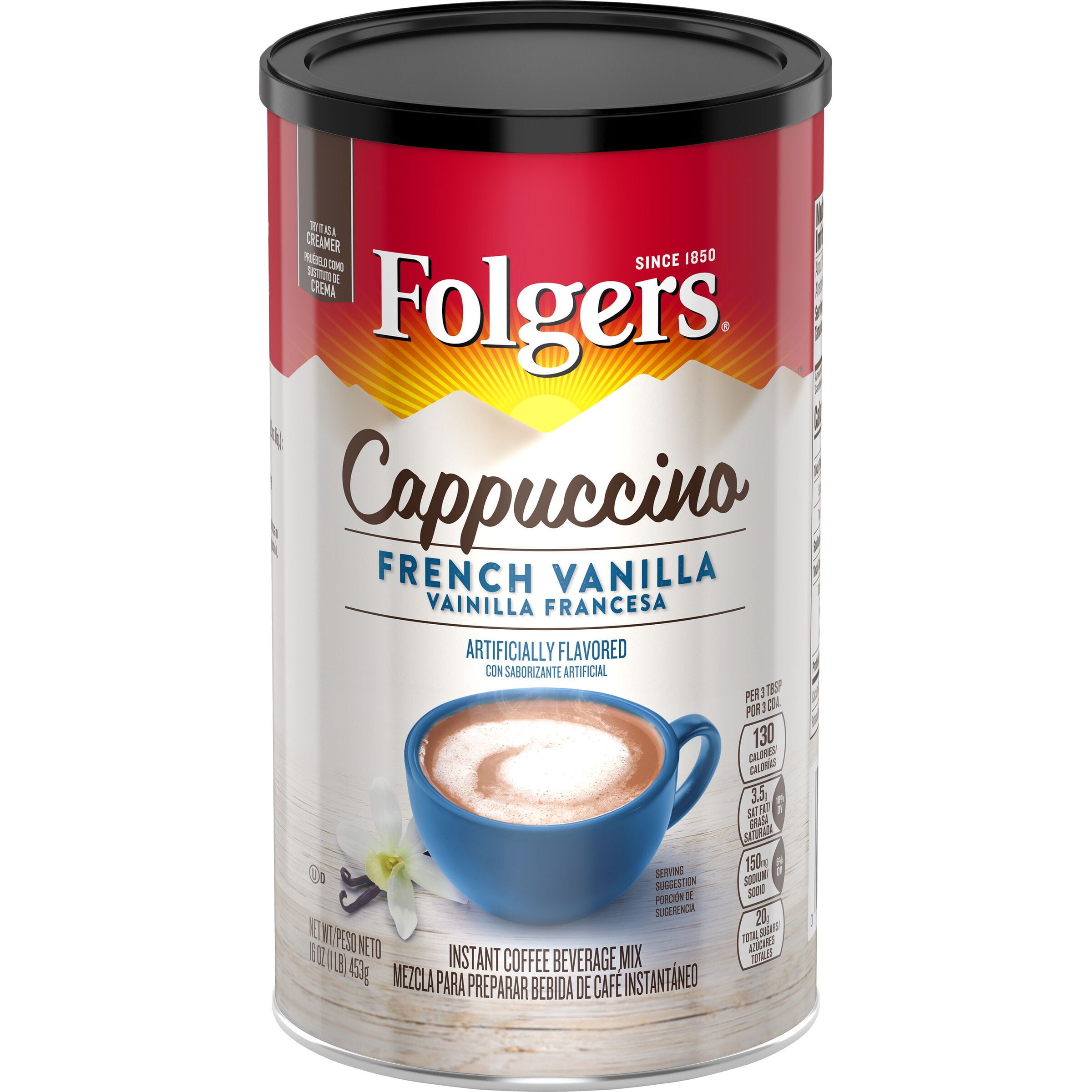 Folgers French Vanilla Flavored Cappuccino Packets, Instant Coffee ...