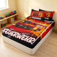 thumbnail image 3 of Erosebridal Fire Truck Zipper Queen Comforter Set with Fitted Sheet and 2 Pillowcases, Flames Zipper Bedding Set, Feuerwehr Red, Black Reversible, 3 of 7
